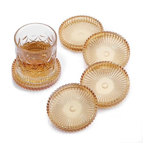 Modern clear glass coasters - clear,